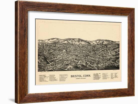 1889, Bristol Bird's Eye View, Connecticut, United States-null-Framed Giclee Print