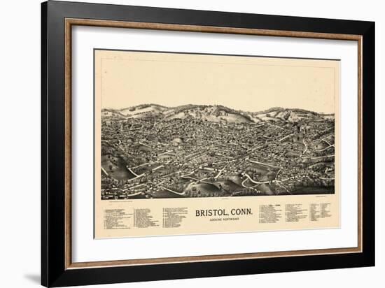 1889, Bristol Bird's Eye View, Connecticut, United States-null-Framed Giclee Print