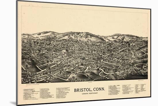 1889, Bristol Bird's Eye View, Connecticut, United States-null-Mounted Giclee Print