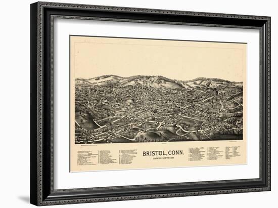 1889, Bristol Bird's Eye View, Connecticut, United States-null-Framed Giclee Print