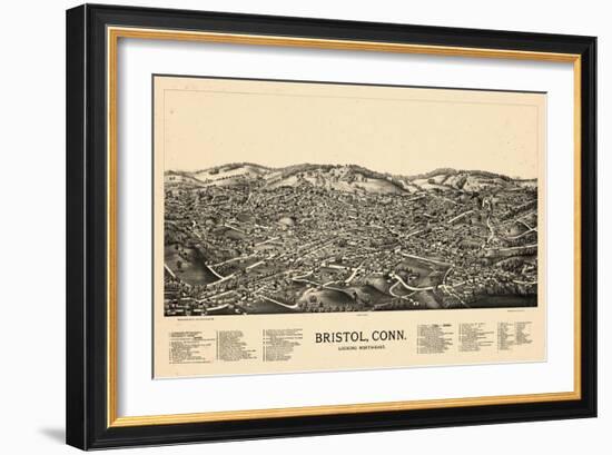 1889, Bristol Bird's Eye View, Connecticut, United States-null-Framed Giclee Print