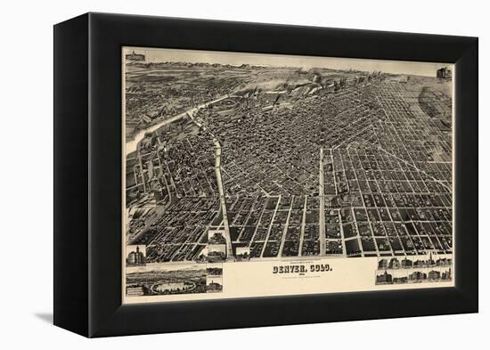 1889, Denver Bird's Eye View, Colorado, United States-null-Framed Premier Image Canvas