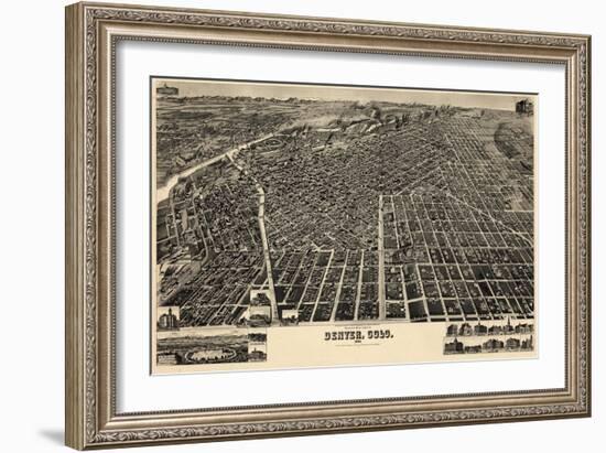 1889, Denver Bird's Eye View, Colorado, United States-null-Framed Giclee Print