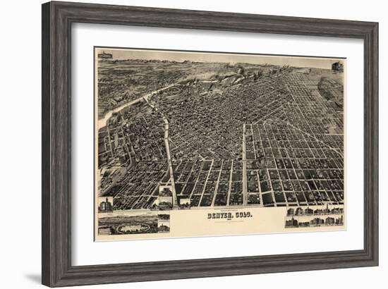 1889, Denver Bird's Eye View, Colorado, United States-null-Framed Giclee Print