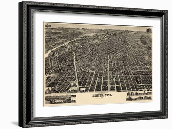 1889, Denver Bird's Eye View, Colorado, United States-null-Framed Giclee Print