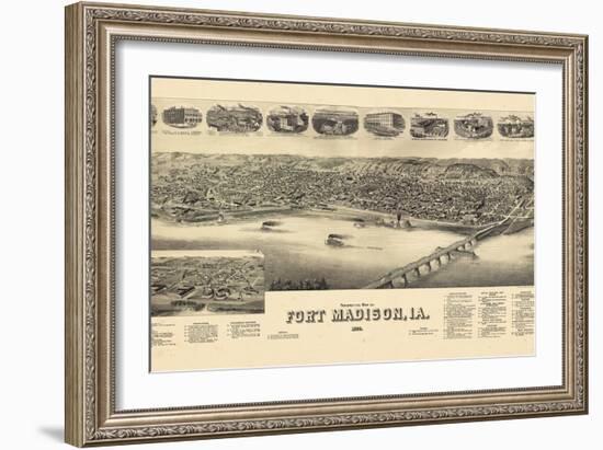 1889, Fort Madison Bird's Eye View, Iowa, United States-null-Framed Giclee Print