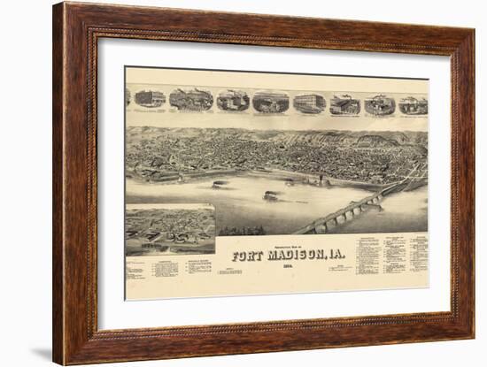 1889, Fort Madison Bird's Eye View, Iowa, United States-null-Framed Giclee Print