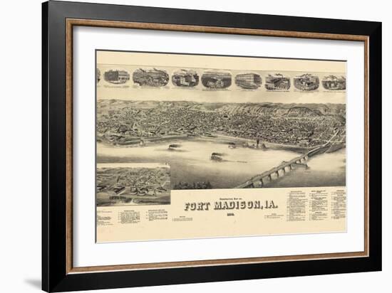 1889, Fort Madison Bird's Eye View, Iowa, United States-null-Framed Giclee Print