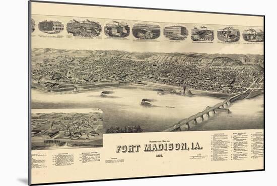 1889, Fort Madison Bird's Eye View, Iowa, United States-null-Mounted Giclee Print