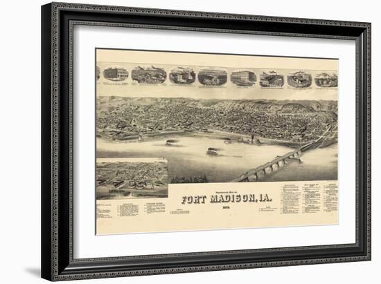 1889, Fort Madison Bird's Eye View, Iowa, United States-null-Framed Giclee Print