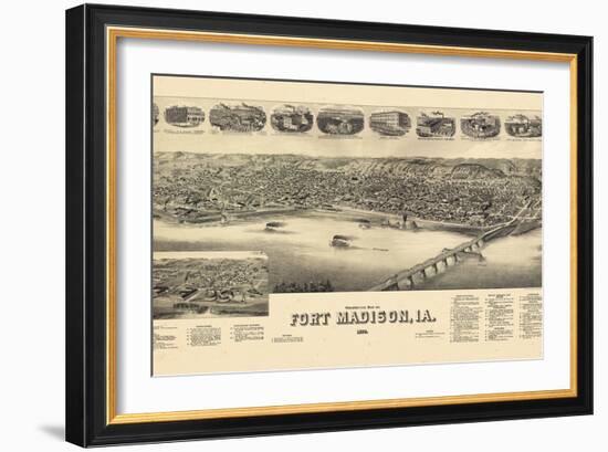 1889, Fort Madison Bird's Eye View, Iowa, United States-null-Framed Giclee Print