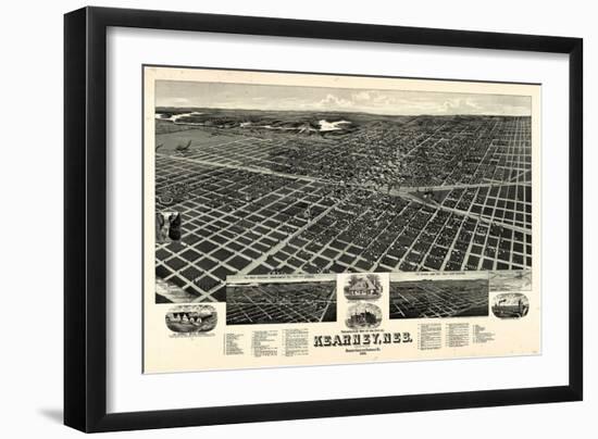 1889, Kearney 1889 Bird's Eye View, Nebraska, United States-null-Framed Giclee Print