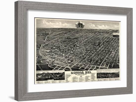 1889, Lincoln 1889 Bird's Eye View, Nebraska, United States-null-Framed Giclee Print