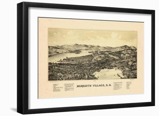 1889, Meredith Village Bird's Eye View, New Hampshire, United States-null-Framed Giclee Print