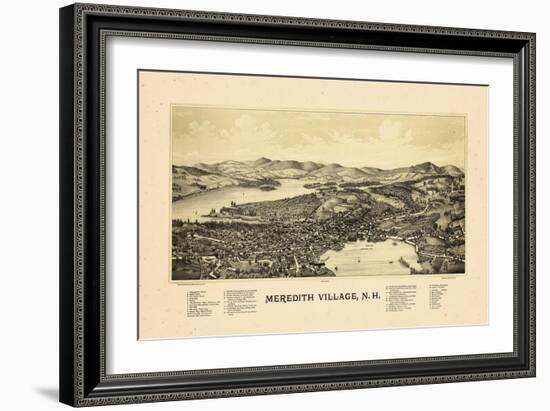 1889, Meredith Village Bird's Eye View, New Hampshire, United States-null-Framed Giclee Print