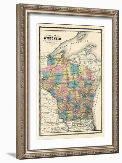 1889, State Map, Wisconsin, United States-null-Framed Giclee Print