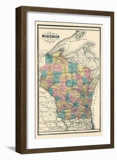 1889, State Map, Wisconsin, United States-null-Framed Giclee Print