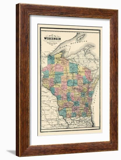 1889, State Map, Wisconsin, United States-null-Framed Giclee Print
