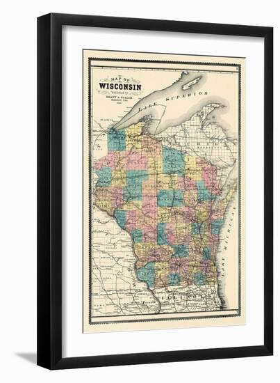 1889, State Map, Wisconsin, United States-null-Framed Giclee Print