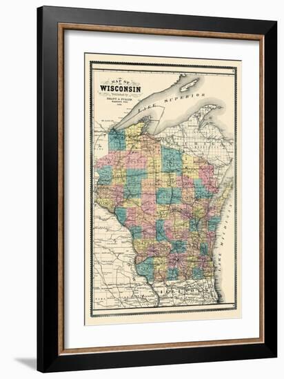 1889, State Map, Wisconsin, United States-null-Framed Giclee Print