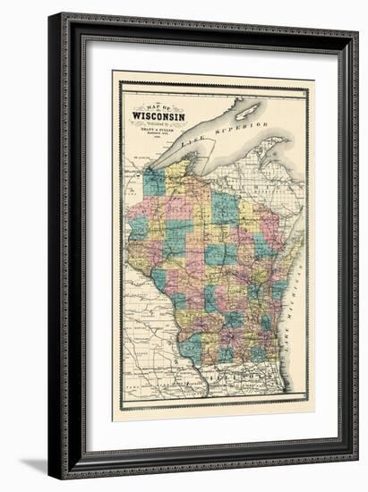 1889, State Map, Wisconsin, United States-null-Framed Giclee Print