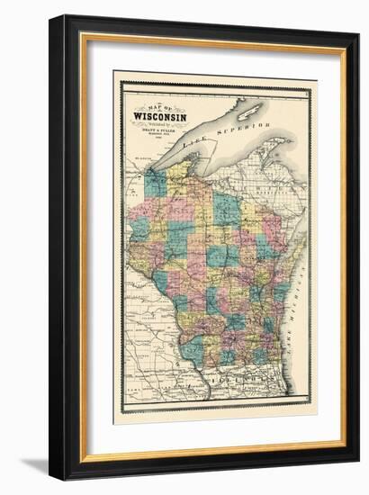 1889, State Map, Wisconsin, United States-null-Framed Giclee Print