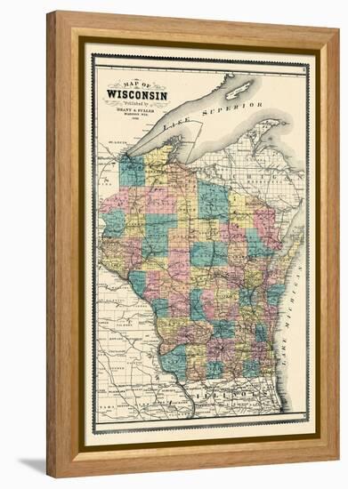 1889, State Map, Wisconsin, United States-null-Framed Premier Image Canvas