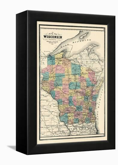 1889, State Map, Wisconsin, United States-null-Framed Premier Image Canvas