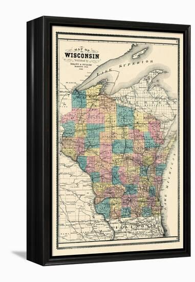 1889, State Map, Wisconsin, United States-null-Framed Premier Image Canvas