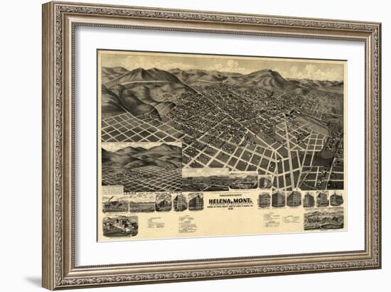 1890, Helena Bird's Eye View, Montana, United States-null-Framed Giclee Print