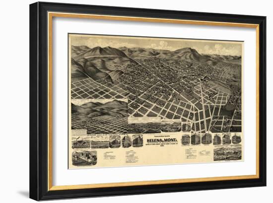 1890, Helena Bird's Eye View, Montana, United States-null-Framed Giclee Print