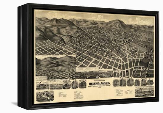 1890, Helena Bird's Eye View, Montana, United States-null-Framed Premier Image Canvas