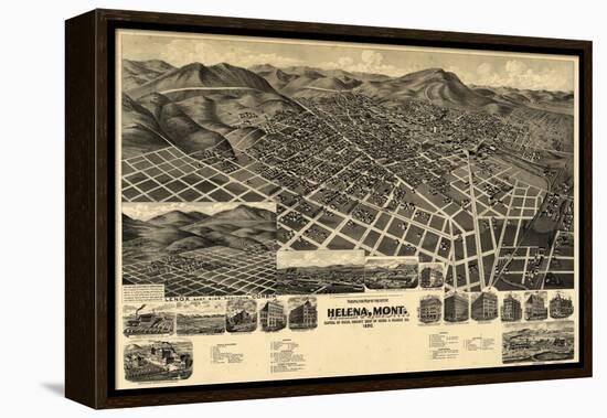 1890, Helena Bird's Eye View, Montana, United States-null-Framed Premier Image Canvas