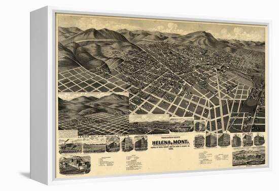 1890, Helena Bird's Eye View, Montana, United States-null-Framed Premier Image Canvas