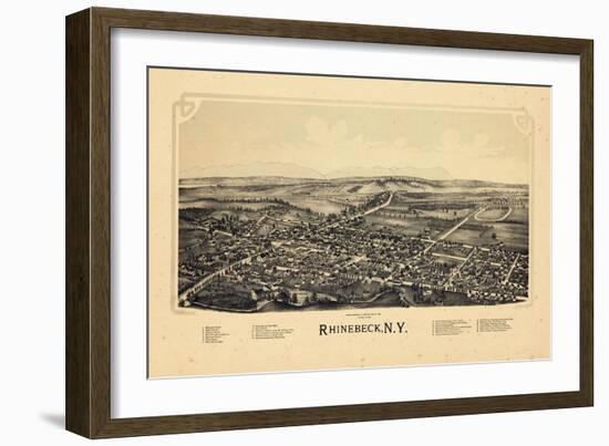 1890, Rhinebeck 1890 Bird's Eye View, New York, United States-null-Framed Giclee Print