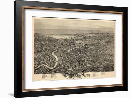 1890, Scranton Bird's Eye View, Pennsylvania, United States-null-Framed Giclee Print