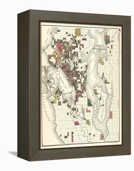 1890, Seattle City and Environs Map, Washington, United States-null-Framed Premier Image Canvas