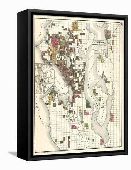 1890, Seattle City and Environs Map, Washington, United States-null-Framed Premier Image Canvas