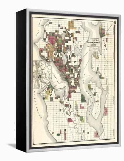 1890, Seattle City and Environs Map, Washington, United States-null-Framed Premier Image Canvas