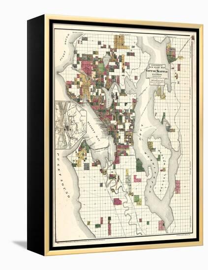 1890, Seattle City and Environs Map, Washington, United States-null-Framed Premier Image Canvas