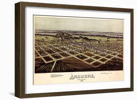 1891, Ardmore Bird's Eye View, Oklahoma, United States-null-Framed Giclee Print