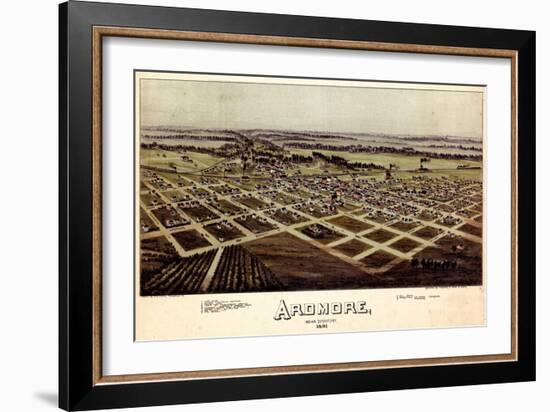 1891, Ardmore Bird's Eye View, Oklahoma, United States-null-Framed Giclee Print