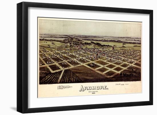 1891, Ardmore Bird's Eye View, Oklahoma, United States-null-Framed Giclee Print