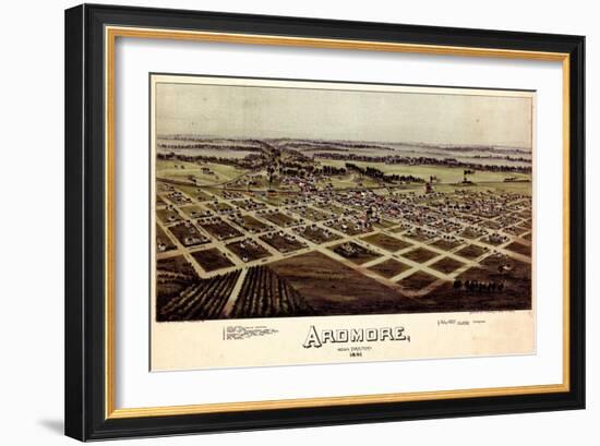 1891, Ardmore Bird's Eye View, Oklahoma, United States-null-Framed Giclee Print