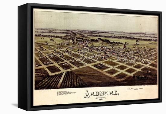 1891, Ardmore Bird's Eye View, Oklahoma, United States-null-Framed Premier Image Canvas