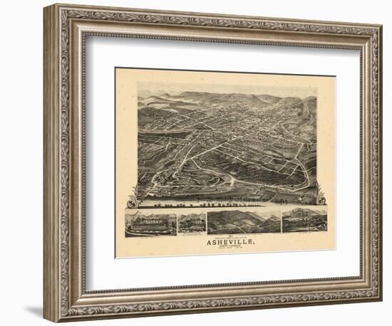 1891, Asheville Bird's Eye View, North Carolina, United States-null-Framed Giclee Print