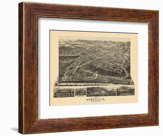 1891, Asheville Bird's Eye View, North Carolina, United States-null-Framed Giclee Print