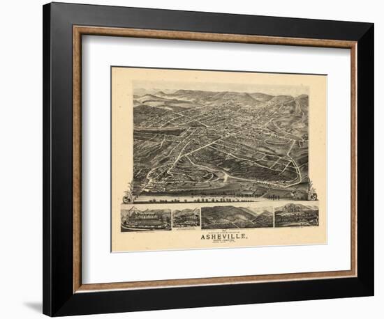 1891, Asheville Bird's Eye View, North Carolina, United States-null-Framed Giclee Print