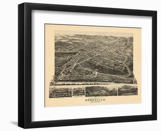 1891, Asheville Bird's Eye View, North Carolina, United States-null-Framed Giclee Print