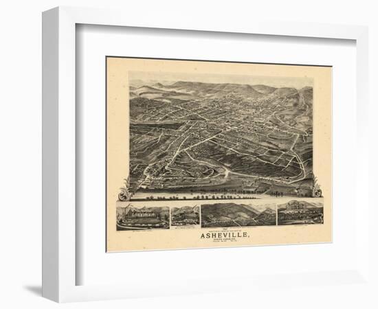 1891, Asheville Bird's Eye View, North Carolina, United States-null-Framed Giclee Print